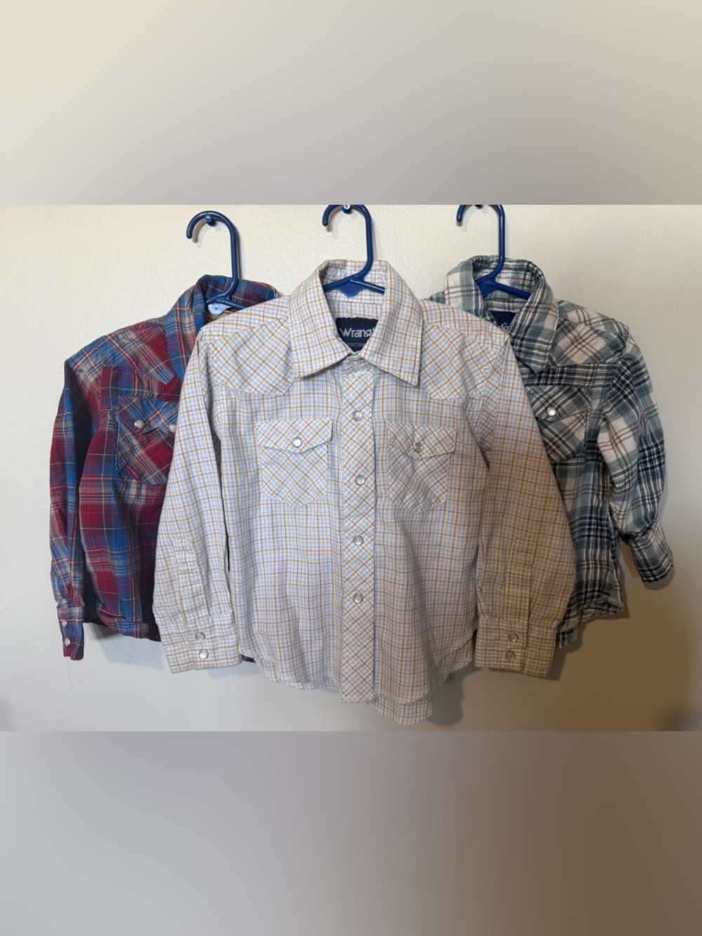 Wrangler Kids Lightweight Button-Up Shirts, 3T, Pearl Buttons, Set of 3